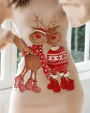 Christmas Lantern Sleeve Fluffy Sweater Dress