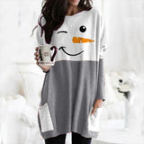 Snowman Christmas Print Long Sleeves Sweatshirt