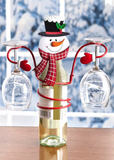 Christmas Themed Gnome Snowman Glass Wine Bottle Holder Ornament