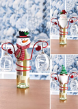 Christmas Themed Gnome Snowman Glass Wine Bottle Holder Ornament
