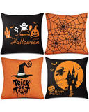Halloween Pillow Case Orange and Black Pillow Cover Happy Halloween Sofa Bed Throw Cushion Cover Decoration