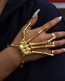 1pc Halloween Goth Skeleton Hand Design Mittens Bracelet