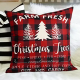 Farm Fresh Christmas Trees Plaid Pillowcase without Pillow