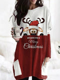 Red Christmas Reindeer Print Long Sleeve Sweatshirt