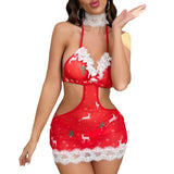Christmas Sexy One-piece Underwear Set With Lace