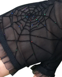 Halloween Spider Net Pattern Mesh Fingerless Gloves