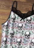 Halloween Skull Tie Dye Lace Camisole And Shorts Pajamas Set