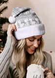 Christmas Reindeer Plush Hairball Beanie Hat