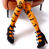 Halloween Pumpkin Bat Orange Over-the-Knee Socks