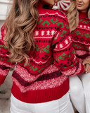 Christmas Trees Geometric Argyle Pattern Knit Sweater