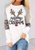 Christmas letter print striped casual long-sleeved T-shirt