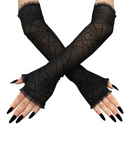 Halloween Spider Net Pattern Mesh Fingerless Gloves