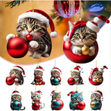 10pcs Christmas Tree Ornaments Cat Hanging Decorations Cute Cat