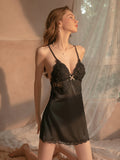 Sexy Women Lace Decoration One-Piece Nightgown With T-Back