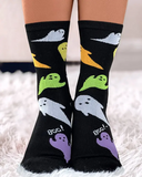 1Pair Halloween Boo Ghost Print Socks