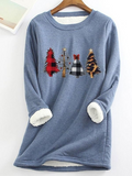 Warm Christmas Tree Print Long Sleeve Shirt Thermal Underwear