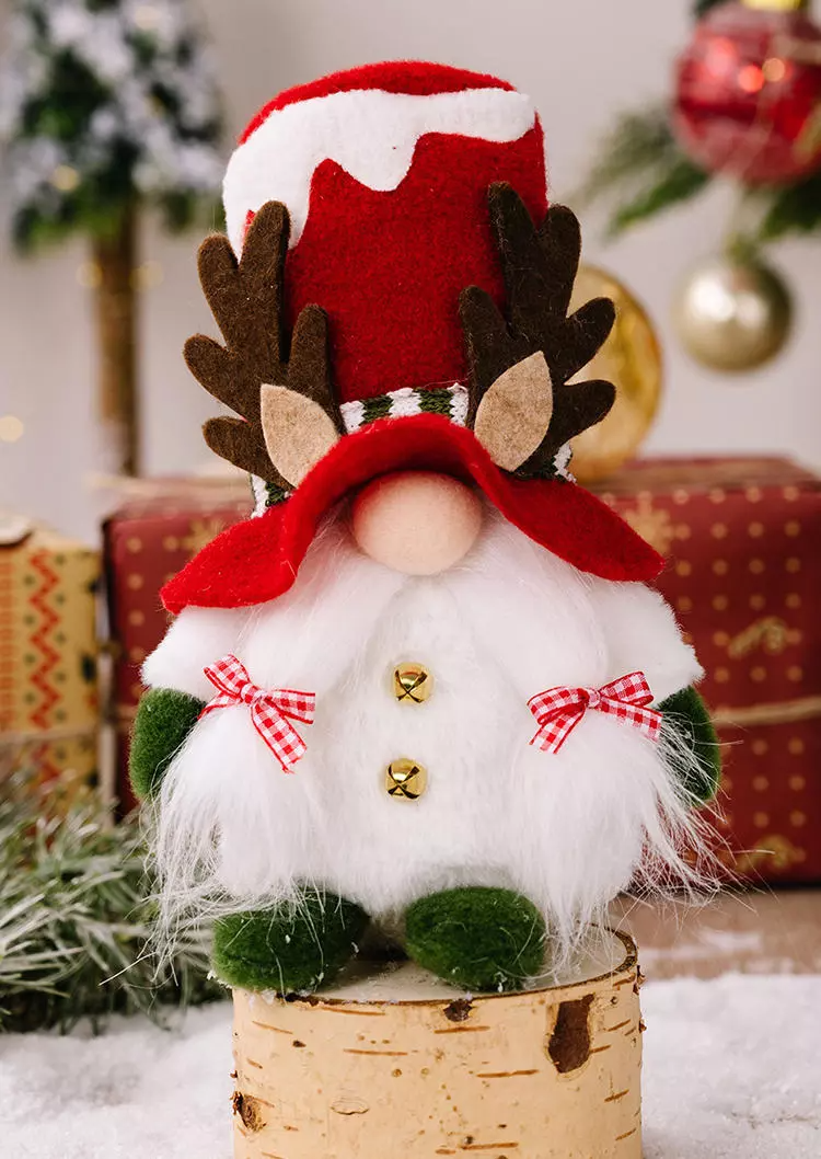 Christmas Plaid Bowknot Gnome Ornament