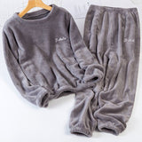 Autumn And Winter Lazy Velvet Thickened Home Clothes Pajamas Set Can Be Worn Outside