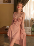 Sexy Shell-Shaped Ladies Two-Piece Slip Dress & Robe Set With Belt