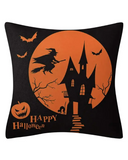Halloween Pillow Case Orange and Black Pillow Cover Happy Halloween Sofa Bed Throw Cushion Cover Decoration