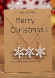 3Pcs Christmas Snowflake Necklace And Earrings Set