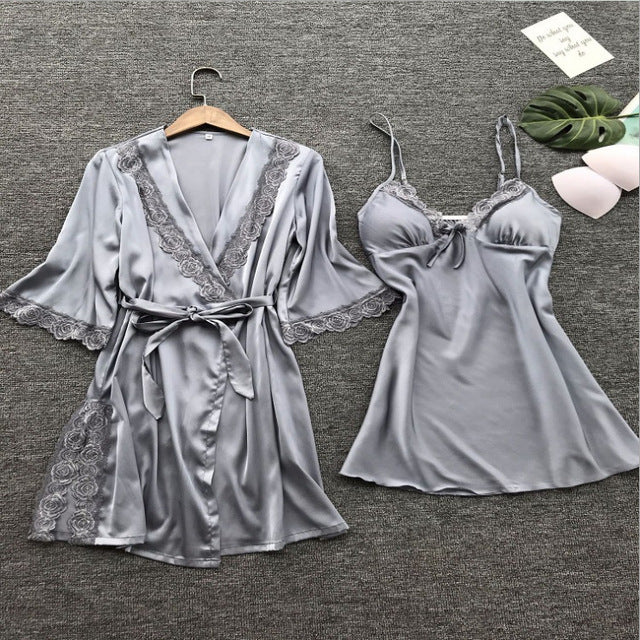 Sexy Ladies Nightdress Obese Large Size Solid Color Pajamas
