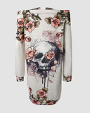 Halloween Eyelet Lace-up Skull Floral Print Casual Dress