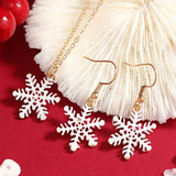 3Pcs Christmas Snowflake Necklace And Earrings Set