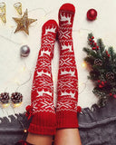 Christmas Elk Snowflake Print Pom Pom Socks