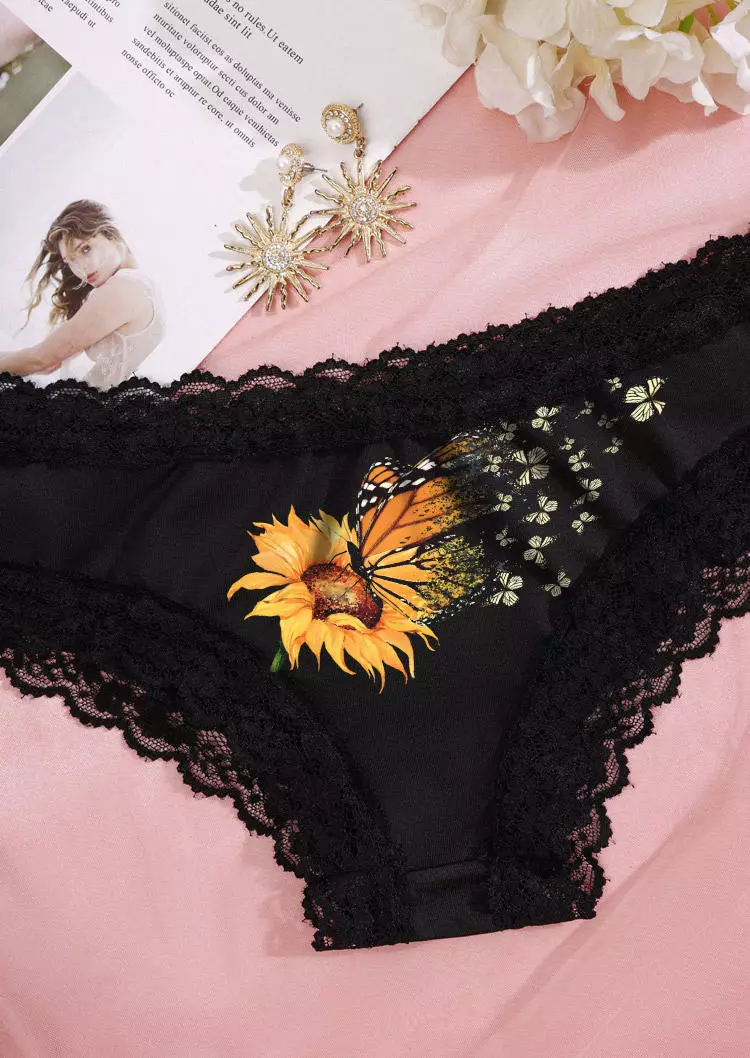 Sunflower Butterfly Lace Splicing Panties