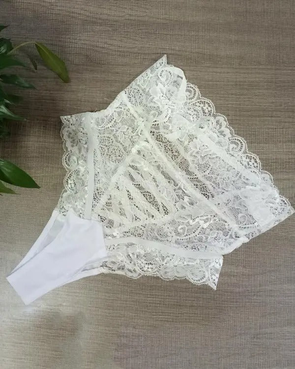 Lace-Up High Waist Lace Panties Underwear