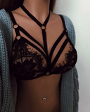 Contrast Lace O-Ring Cutout Halter Bralette