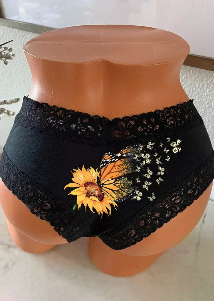 Sunflower Butterfly Lace Splicing Panties