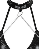 PU Leather O-Ring Chain Strap Backless Teddy