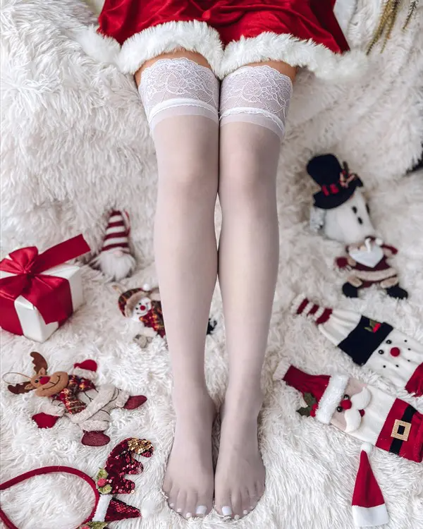 1Pair Lace Trim Sheer Mesh Stockings
