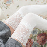 Mesh Lace Thigh-High Crimping Socks