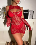 Cutout Crochet Lace Babydoll With Sleeves